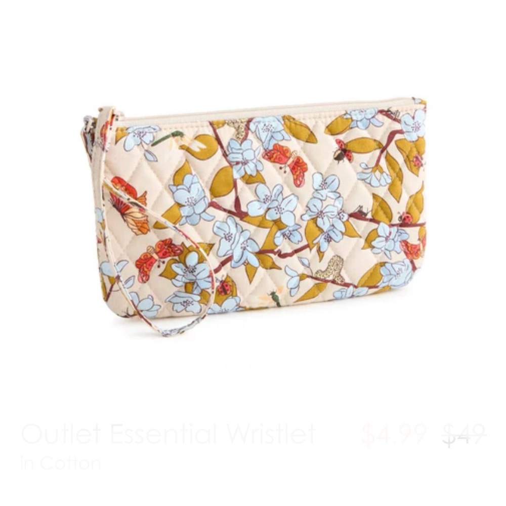 NWT Vera Bradley Cream Quilted Floral Essential Wristlet. Abuzz print. - Picture 3 of 6